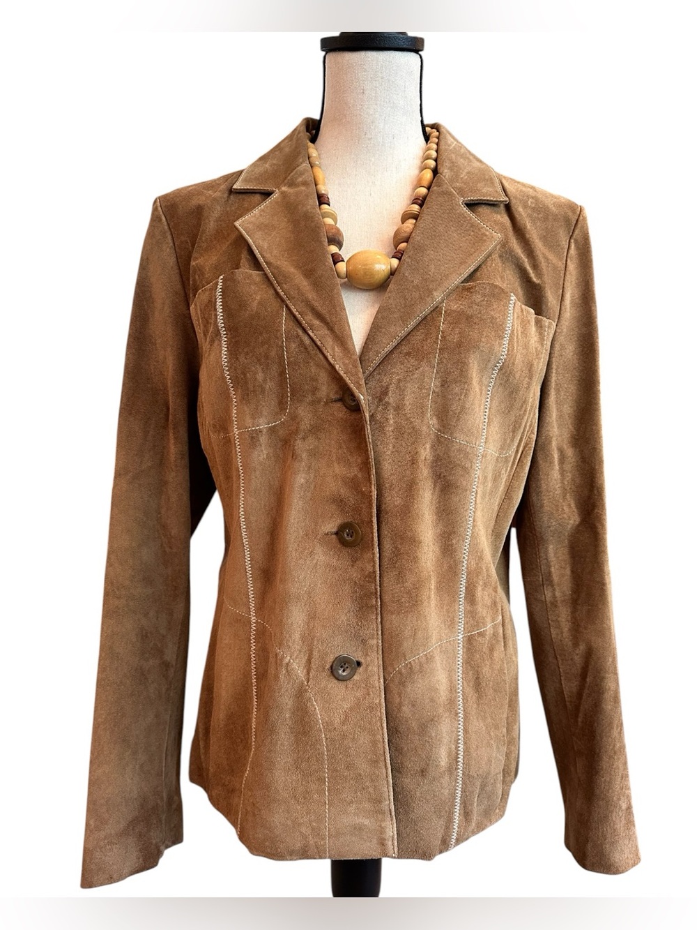 Vintage Suede Tan Genuine Leather Jacket Blazer by Wilsons Leather Western Boho